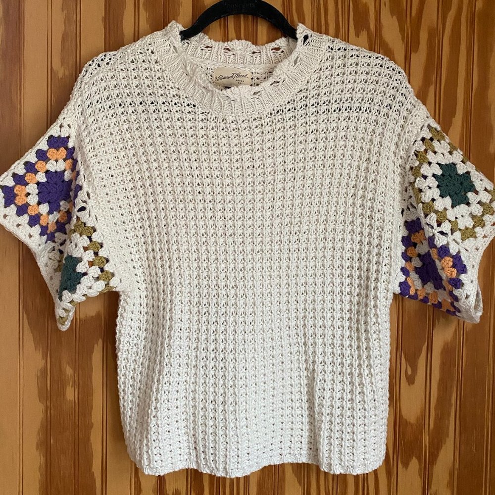 Target Universal Thread Crochet Spring Short Sleeved Top Size Small